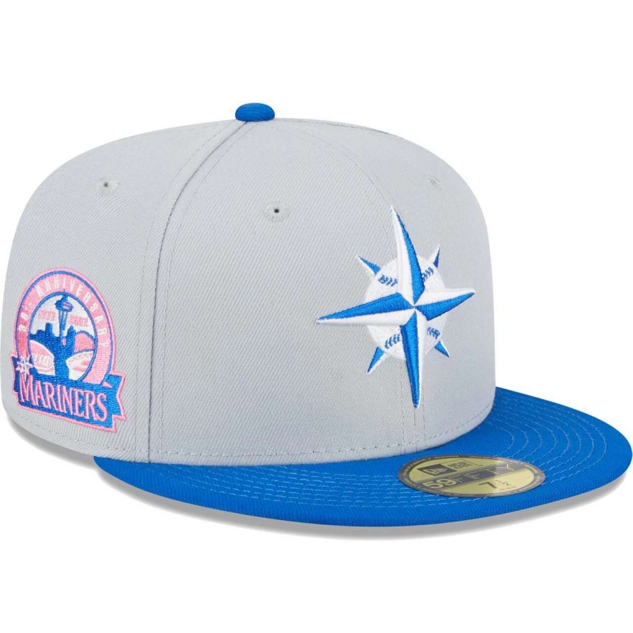 Team * | Men'S Seattle Mariners New Era Gray/Blue Dolphin 59Fifty Fitted Hat