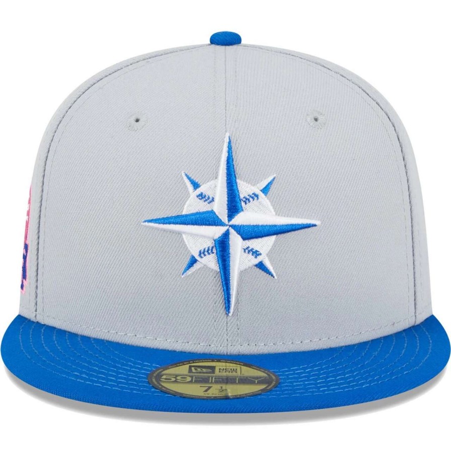 Team * | Men'S Seattle Mariners New Era Gray/Blue Dolphin 59Fifty Fitted Hat