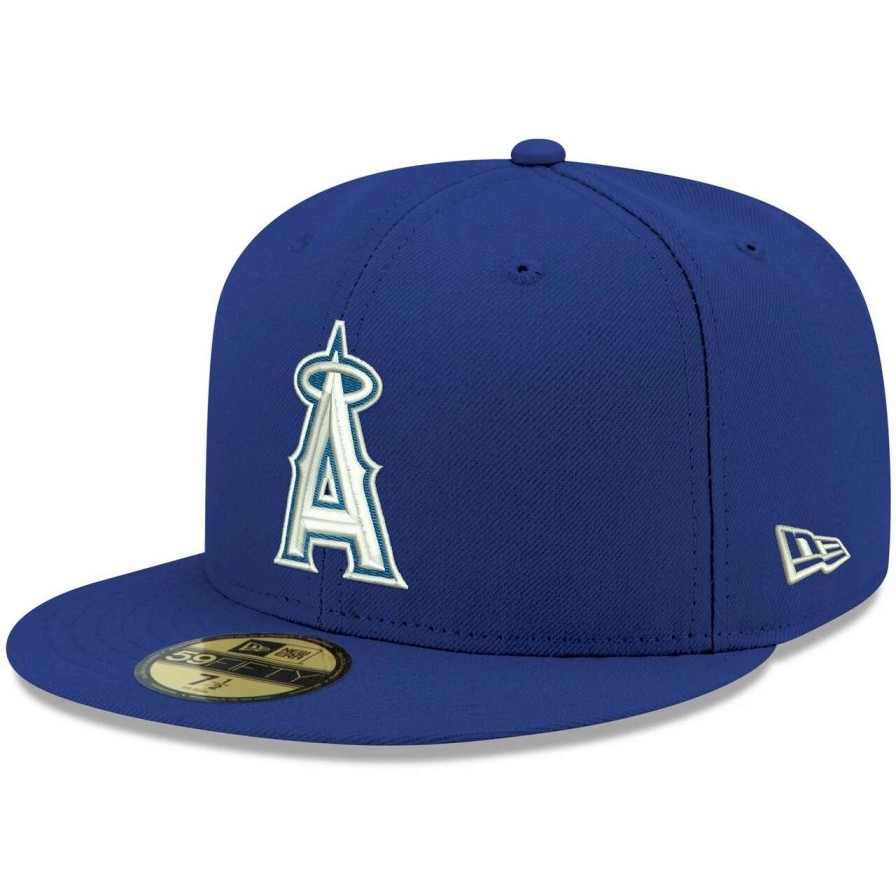 Team * | Men'S Los Angeles Angels New Era Royal White Logo 59Fifty Fitted Hat