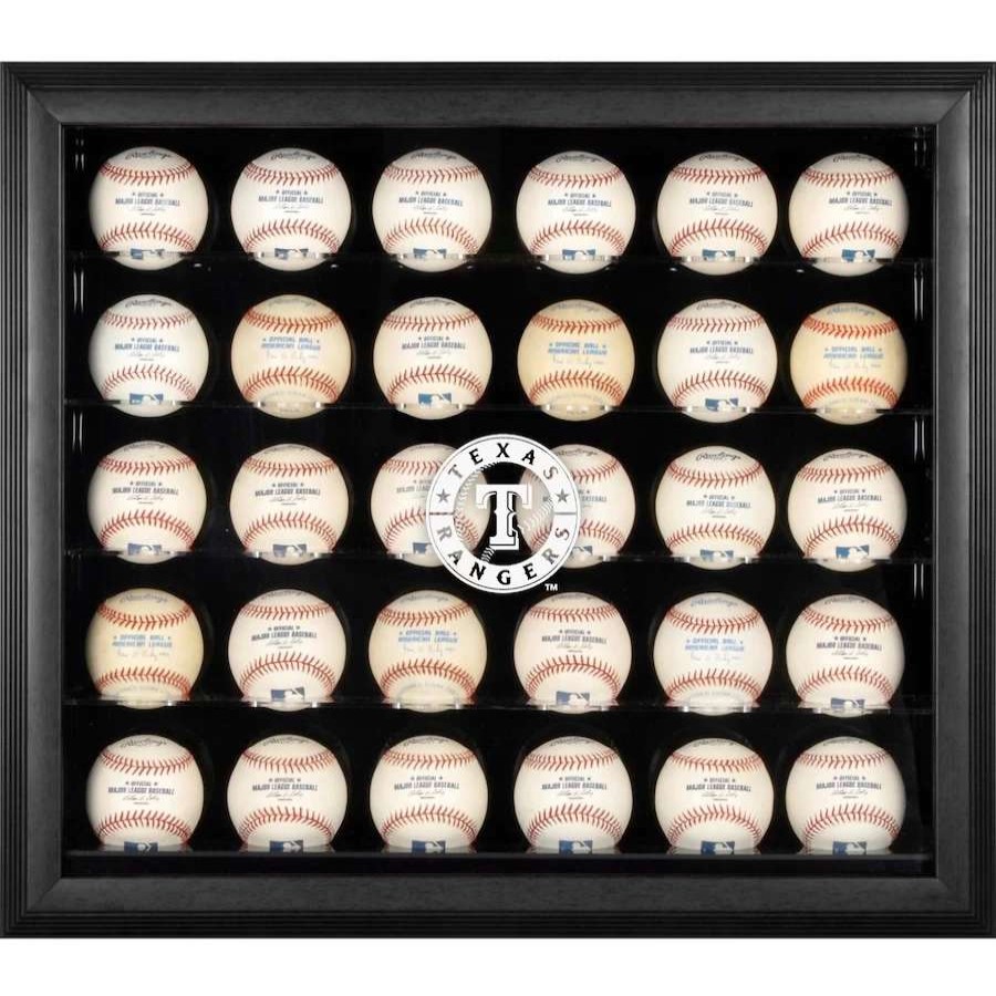 Collectibles & Memorabilia * | Texas Rangers Fanatics Authentic Logo Black Framed 30-Ball Display Case