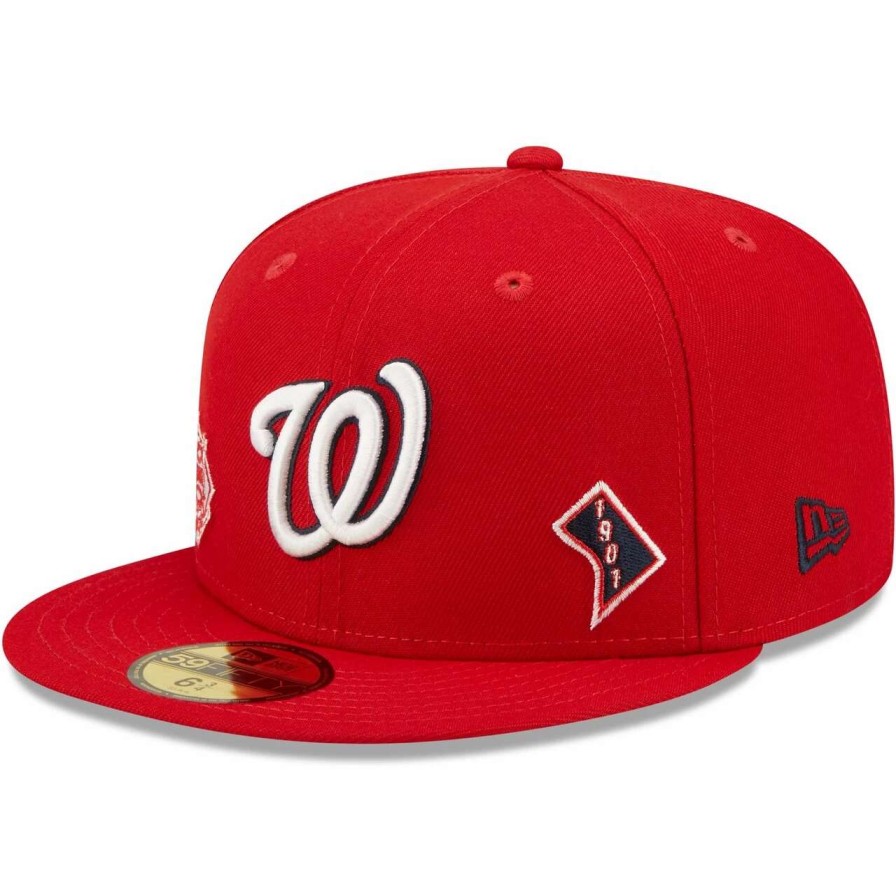 Team * | Men'S Washington Nationals New Era Red Identity 59Fifty Fitted Hat