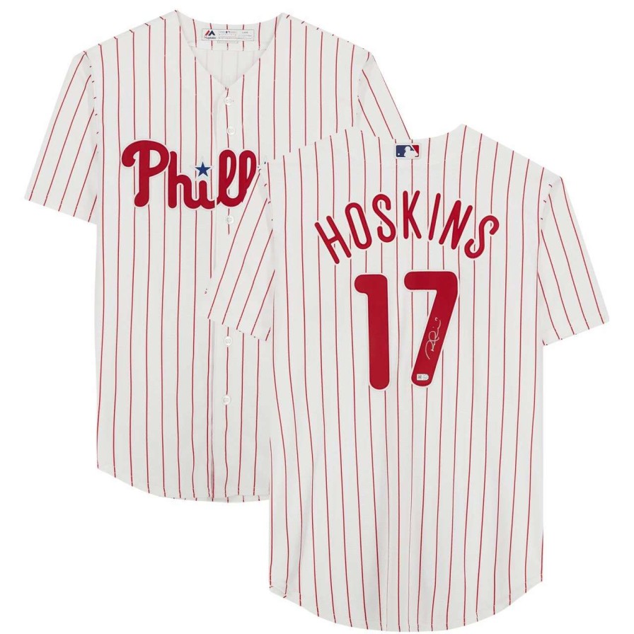 Collectibles & Memorabilia * | Autographed Philadelphia Phillies Rhys Hoskins Fanatics Authentic Majestic White Replica Jersey