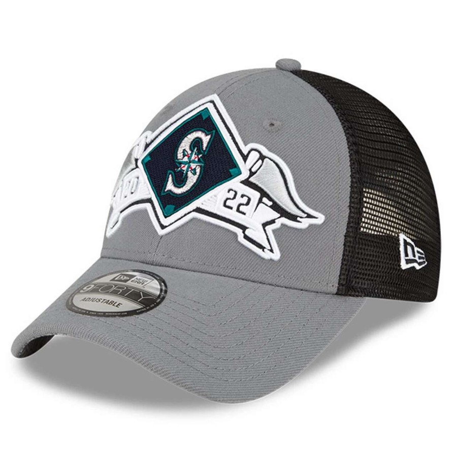 Team * | Men'S Seattle Mariners New Era Gray 2022 Al Wild Card Locker Room 9Forty Snapback Hat