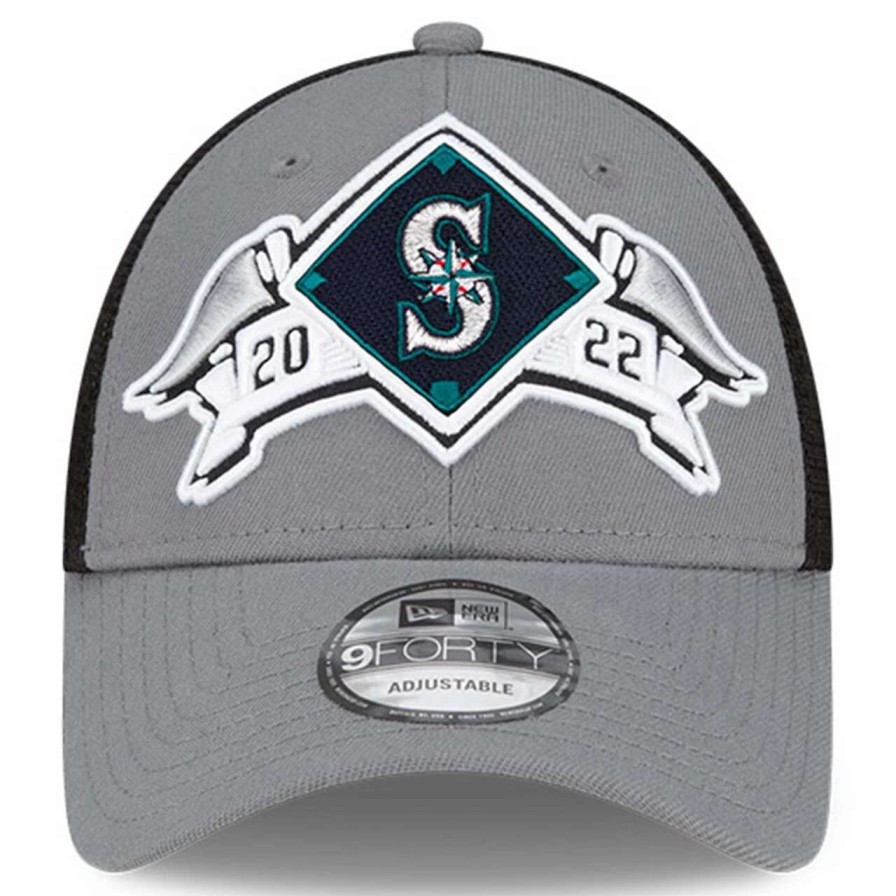 Team * | Men'S Seattle Mariners New Era Gray 2022 Al Wild Card Locker Room 9Forty Snapback Hat