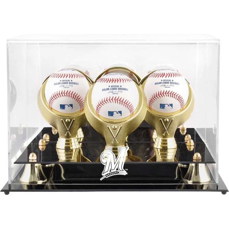 Collectibles & Memorabilia * | Milwaukee Brewers Fanatics Authentic Golden Classic Three Baseball Logo Display Case