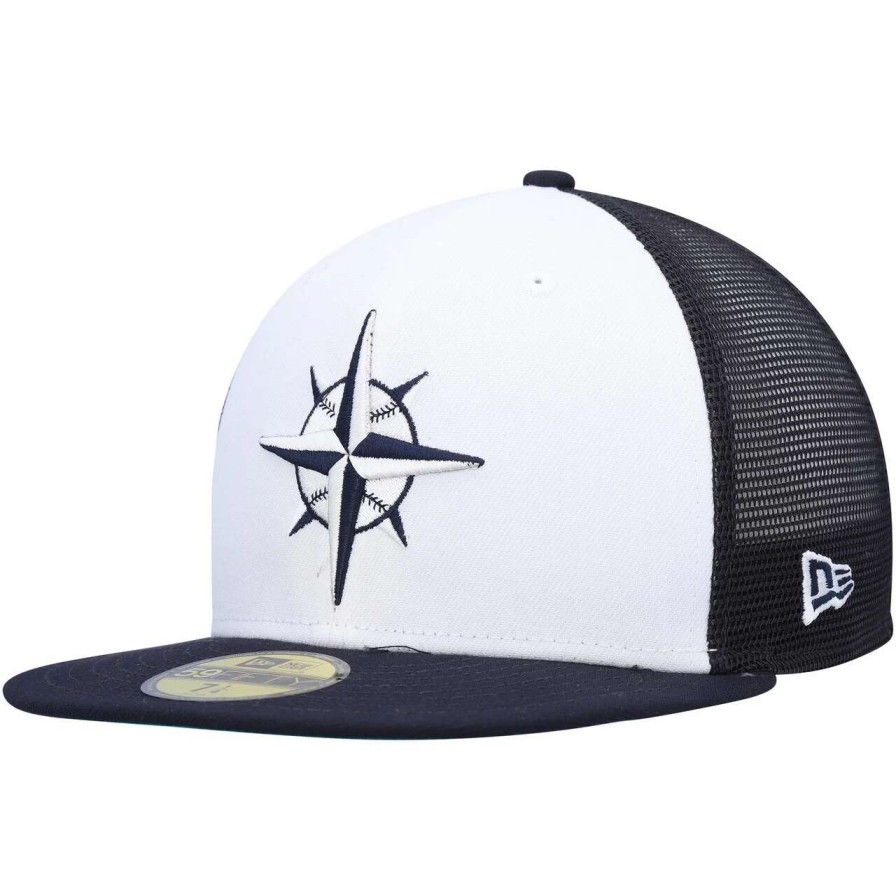 Team * | Men'S Seattle Mariners New Era White/Navy 2023 On-Field Batting Practice 59Fifty Fitted Hat