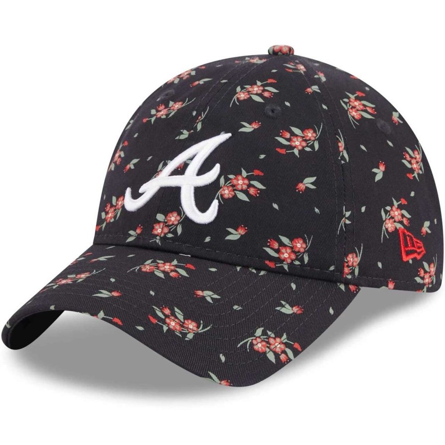 Team * | Women'S Atlanta Braves New Era Navy Bloom 9Twenty Adjustable Hat