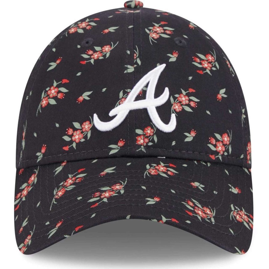 Team * | Women'S Atlanta Braves New Era Navy Bloom 9Twenty Adjustable Hat