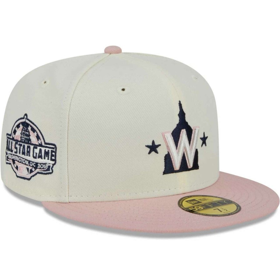 Team * | Men'S Washington Nationals New Era White/Pink Chrome Rogue 59Fifty Fitted Hat