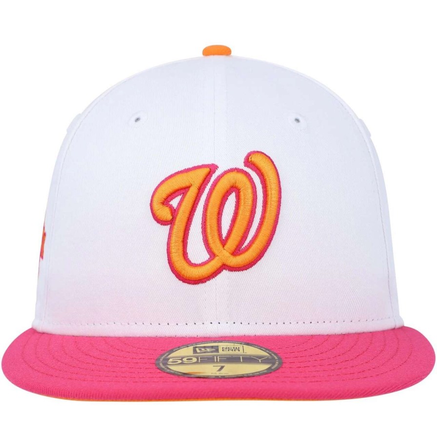 Team * | Men'S Washington Nationals New Era White/Pink 10Th Team Anniversary 59Fifty Fitted Hat