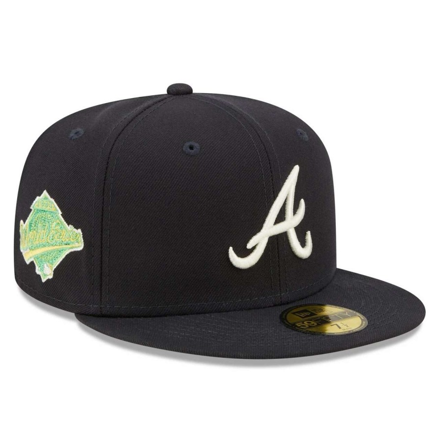 Team * | Men'S Atlanta Braves New Era Navy 1995 World Series Champions Citrus Pop Uv 59Fifty Fitted Hat