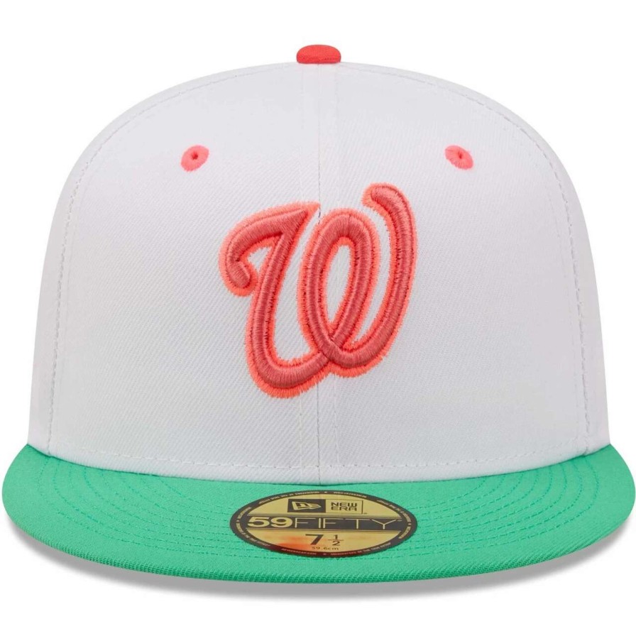 Team * | Men'S Washington Nationals New Era White/Green 10Th Anniversary Watermelon Lolli 59Fifty Fitted Hat