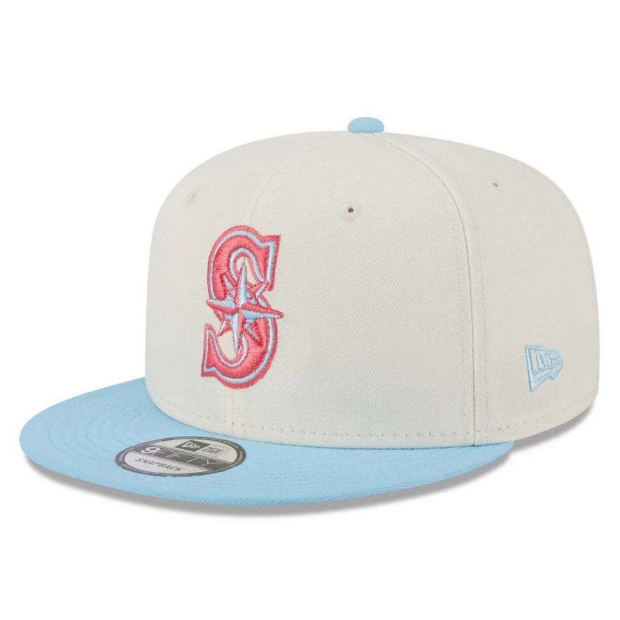 Team * | Men'S Seattle Mariners New Era Cream/Light Blue Spring Basic Two-Tone 9Fifty Snapback Hat