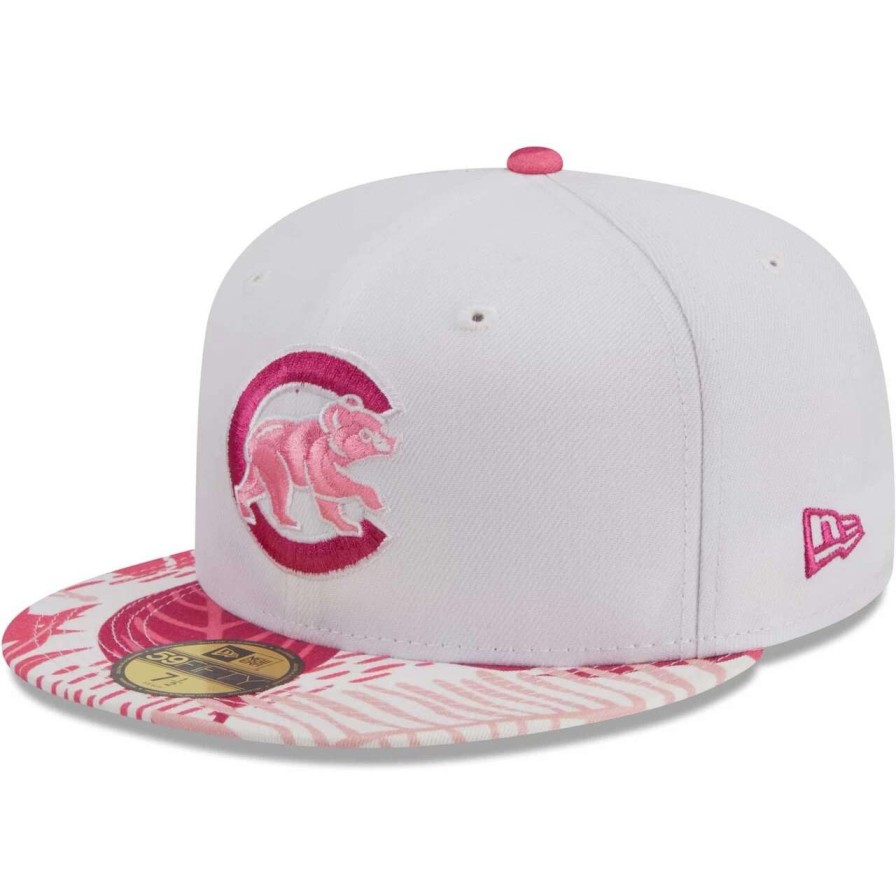 Team * | Men'S Chicago Cubs New Era White/Pink Flamingo 59Fifty Fitted Hat