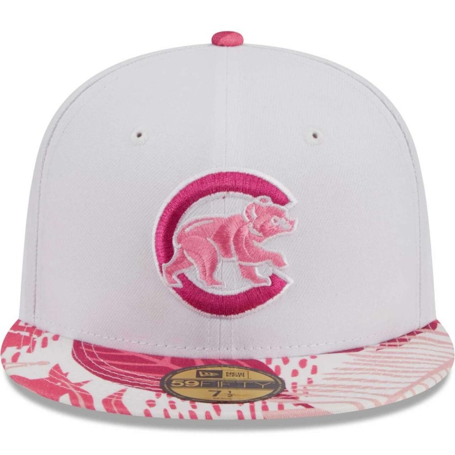 Team * | Men'S Chicago Cubs New Era White/Pink Flamingo 59Fifty Fitted Hat