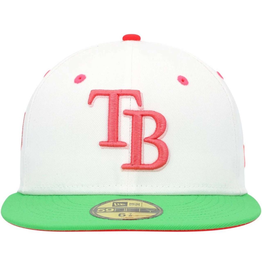 Team * | Men'S Tampa Bay Rays New Era White/Green 20Th Anniversary Watermelon Lolli 59Fifty Fitted Hat