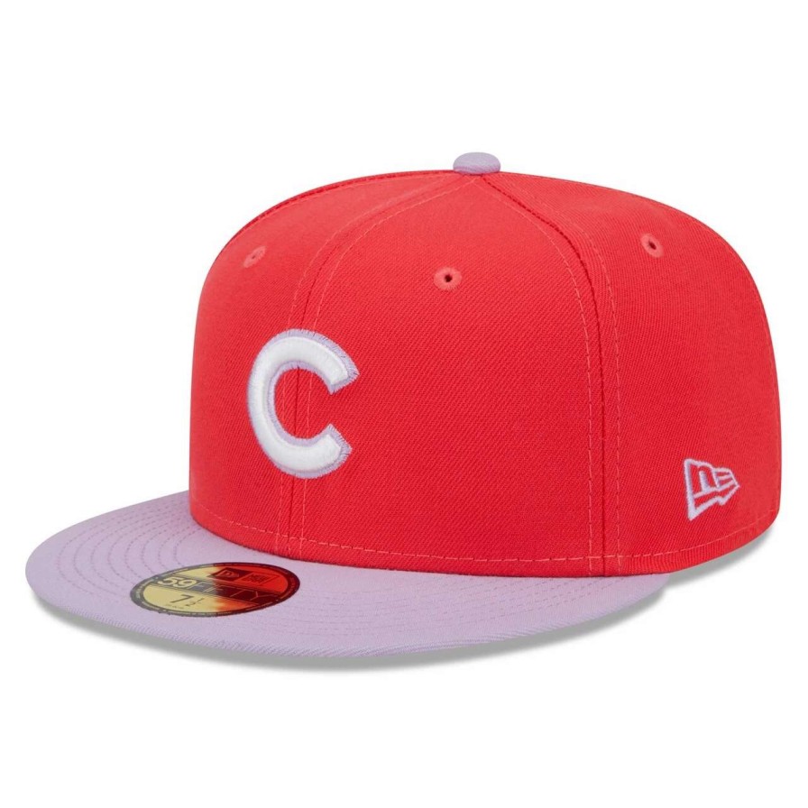 Team * | Men'S Chicago Cubs New Era Red/Lavender Spring Color Two-Tone 59Fifty Fitted Hat