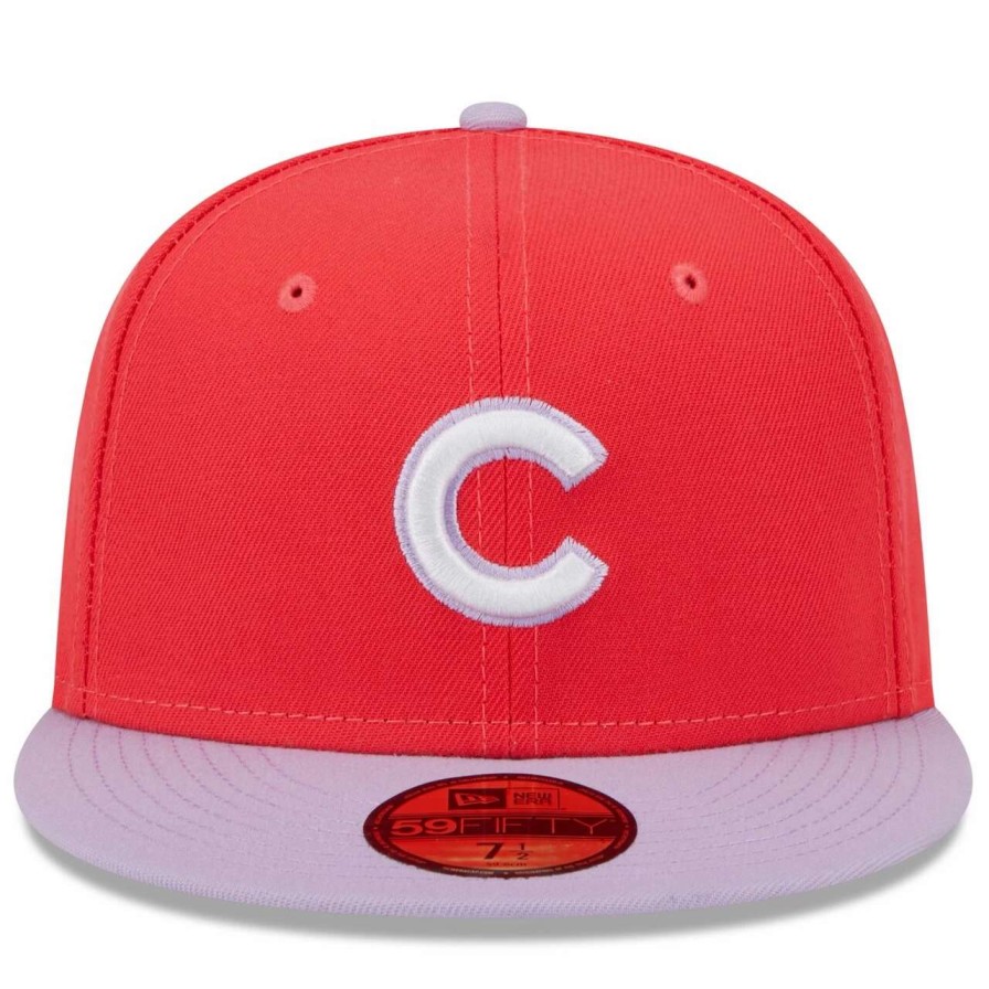 Team * | Men'S Chicago Cubs New Era Red/Lavender Spring Color Two-Tone 59Fifty Fitted Hat