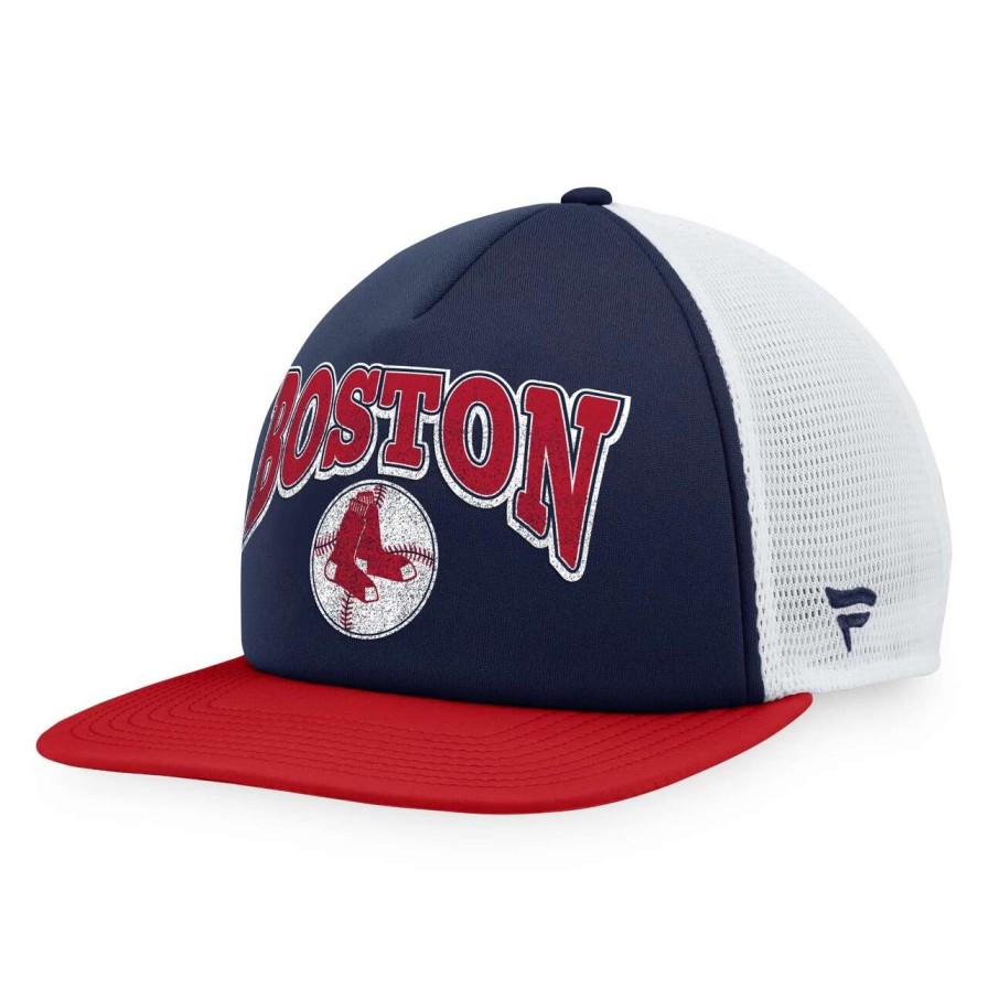 Team * | Men'S Boston Red Sox Fanatics Branded Navy/Red Heritage Foam Front Trucker Snapback Hat