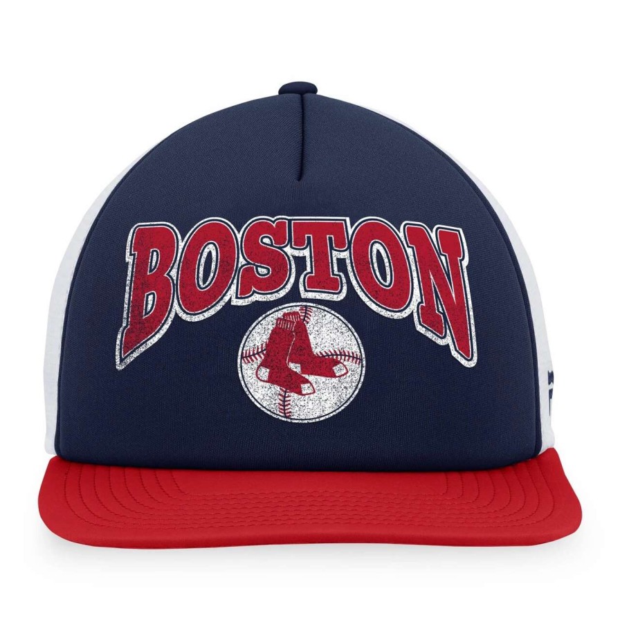 Team * | Men'S Boston Red Sox Fanatics Branded Navy/Red Heritage Foam Front Trucker Snapback Hat