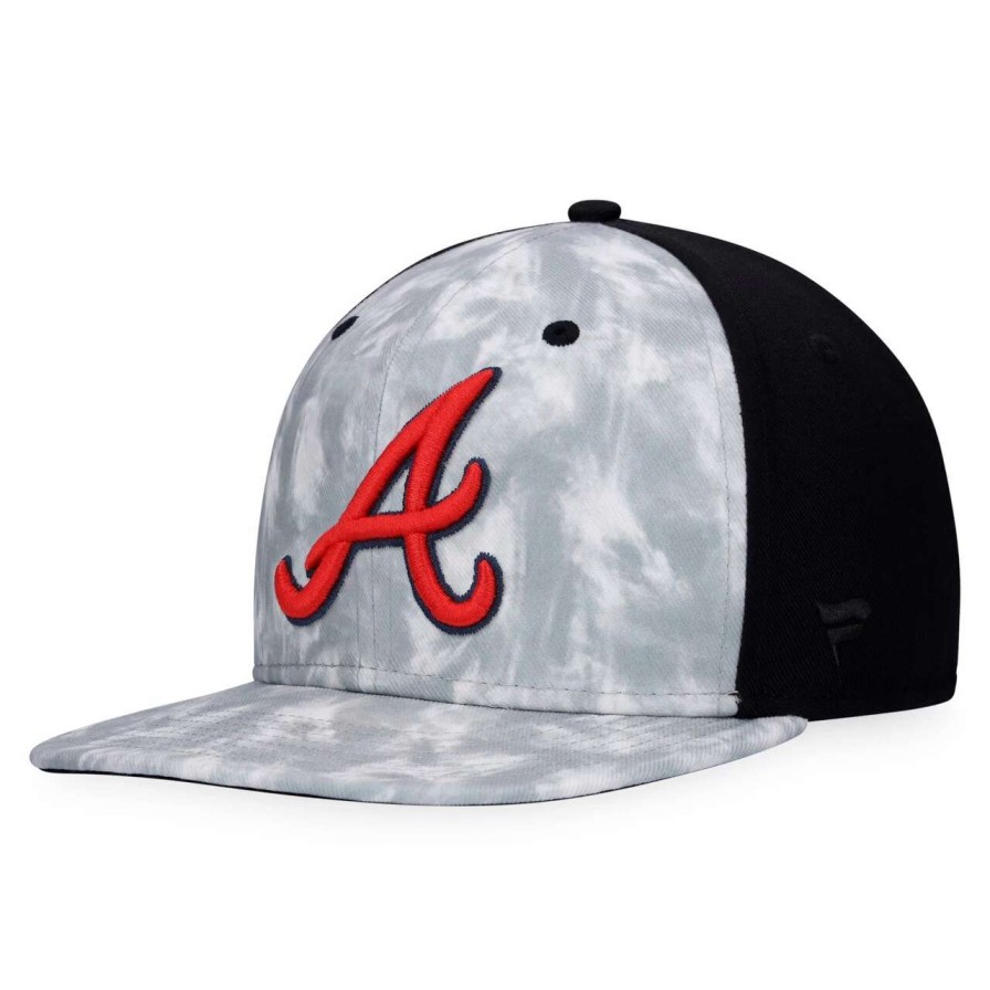 Team * | Men'S Atlanta Braves Majestic Gray Smoke Dye Snapback Hat