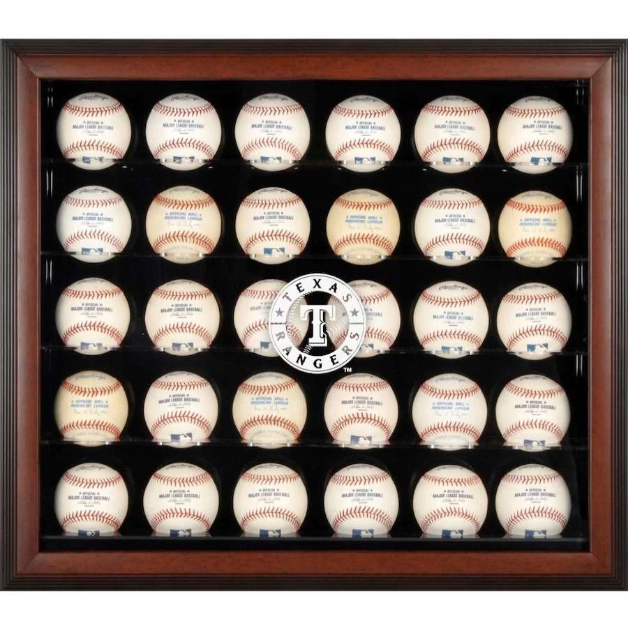 Collectibles & Memorabilia * | Texas Rangers Fanatics Authentic Logo Brown Framed 30-Ball Display Case