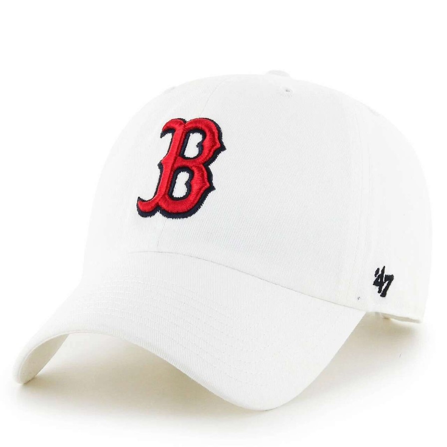 Team * | Men'S Boston Red Sox '47 White Team Logo Clean Up Adjustable Hat