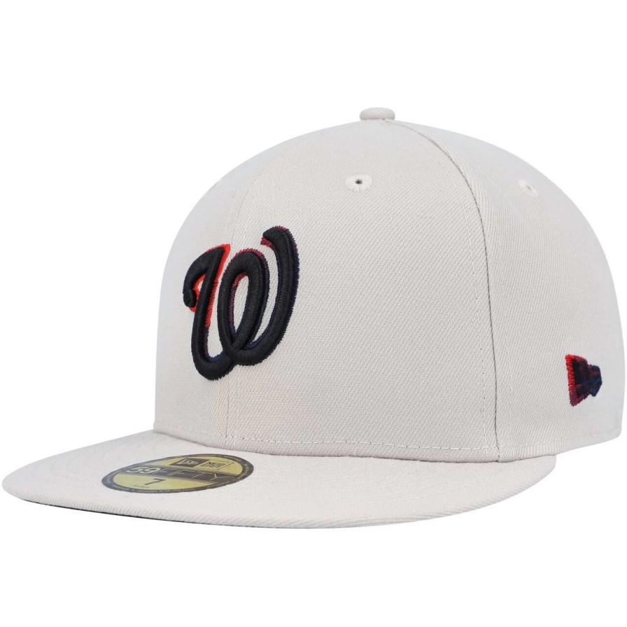 Team * | Men'S Washington Nationals New Era Khaki Stone Dim Undervisor 59Fifty Fitted Hat