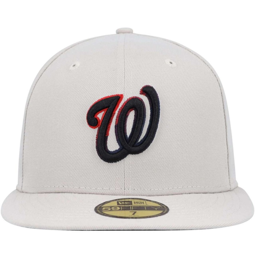 Team * | Men'S Washington Nationals New Era Khaki Stone Dim Undervisor 59Fifty Fitted Hat