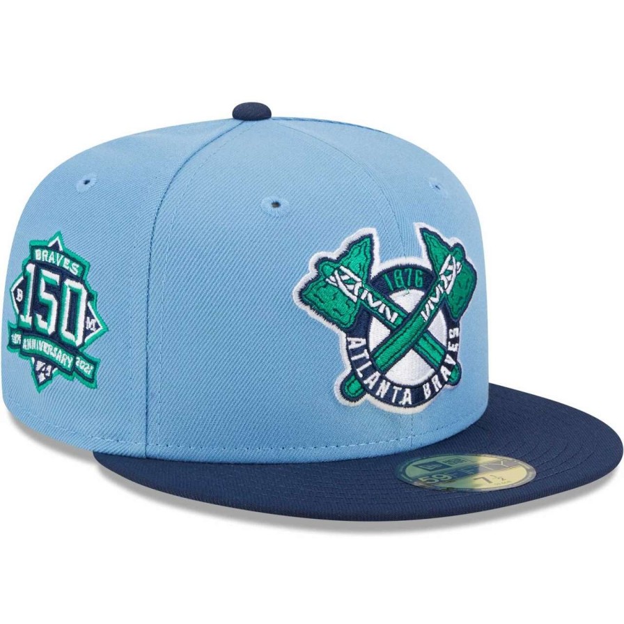 Team * | Men'S Atlanta Braves New Era Light Blue/Navy Green Undervisor 59Fifty Fitted Hat