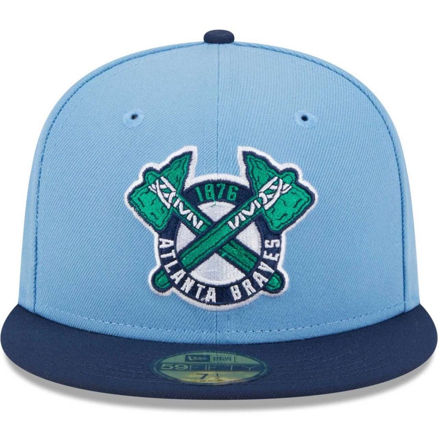 Team * | Men'S Atlanta Braves New Era Light Blue/Navy Green Undervisor 59Fifty Fitted Hat