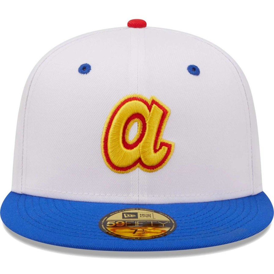 Team * | Men'S Atlanta Braves New Era White/Royal 150Th Anniversary Cherry Lolli 59Fifty Fitted Hat