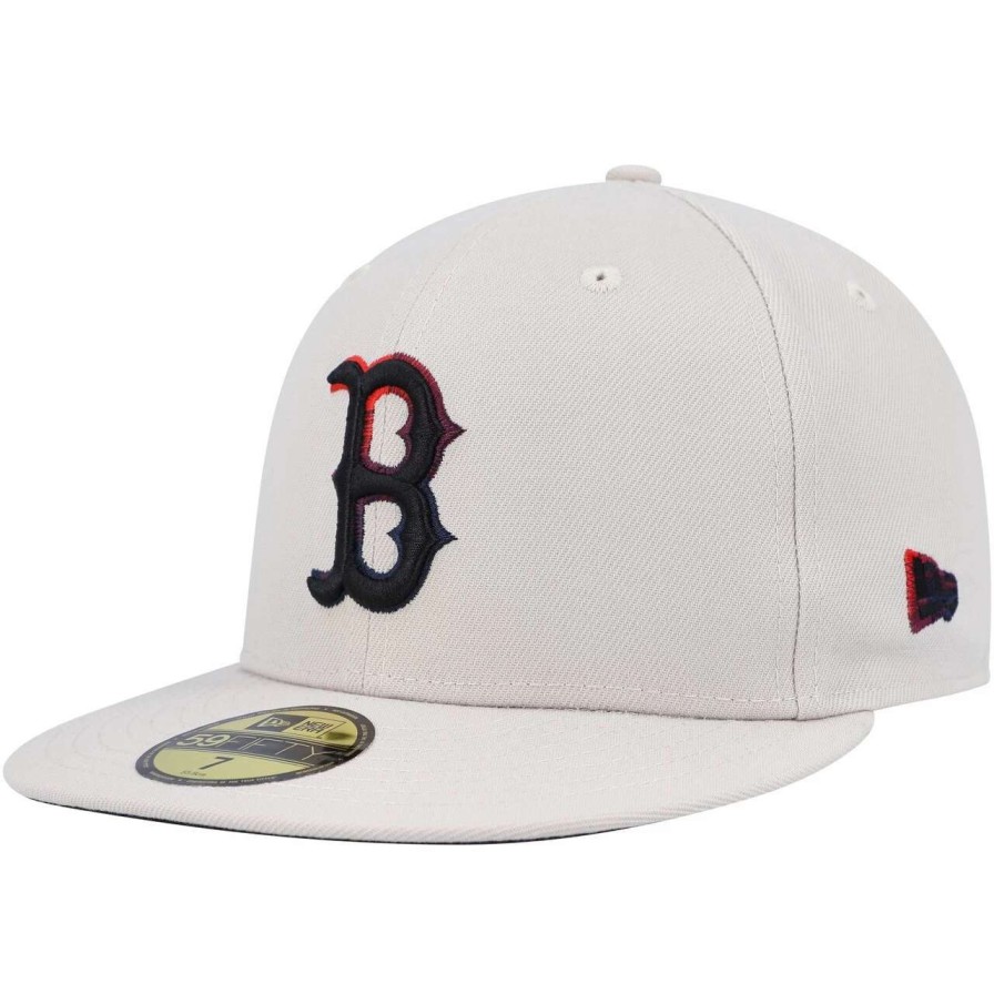 Team * | Men'S Boston Red Sox New Era Khaki Stone Dim Undervisor 59Fifty Fitted Hat