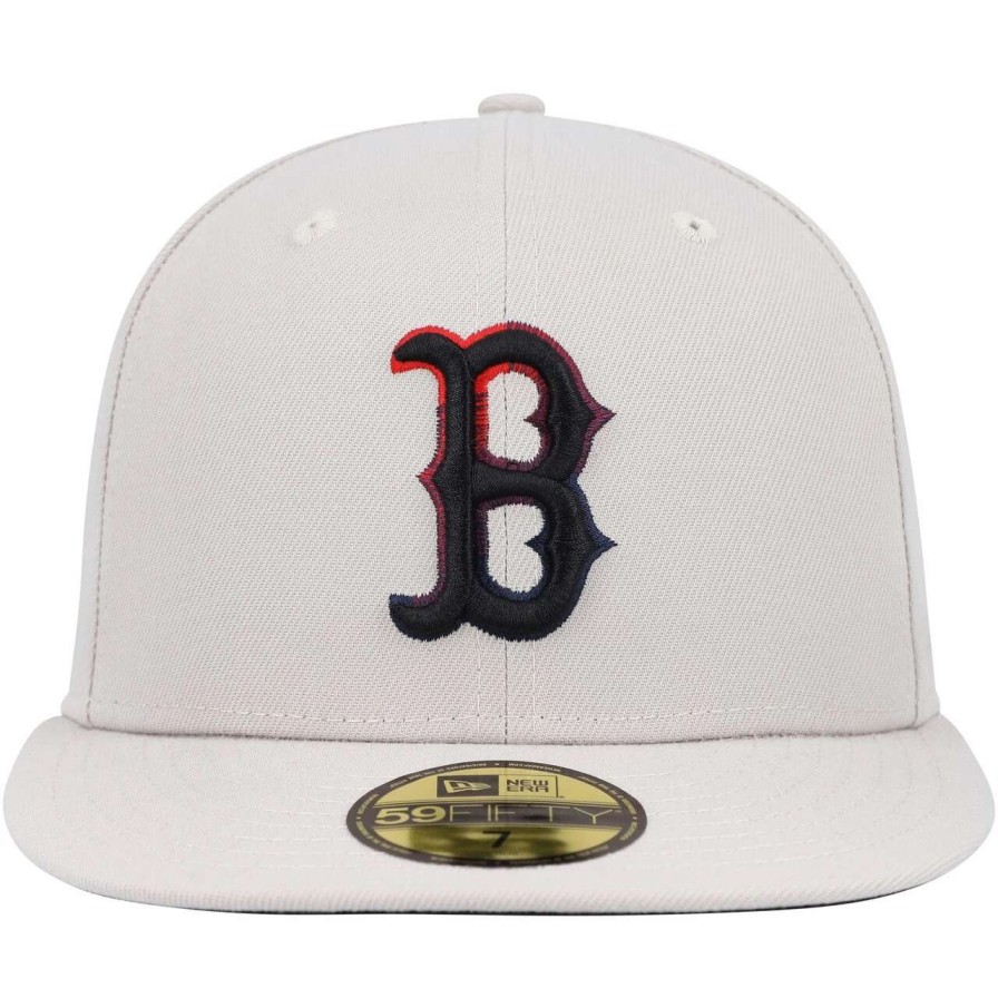 Team * | Men'S Boston Red Sox New Era Khaki Stone Dim Undervisor 59Fifty Fitted Hat