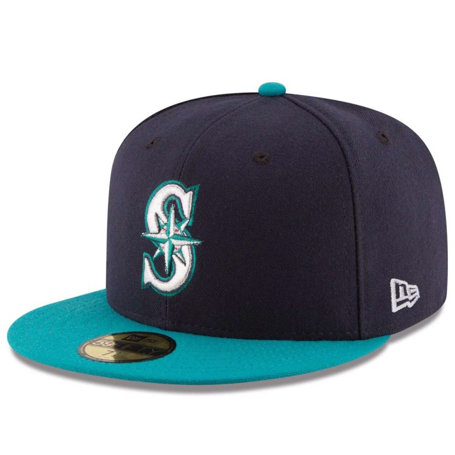 Team * | Men'S Seattle Mariners New Era Navy/Aqua Alternate Authentic Collection On Field 59Fifty Fitted Hat