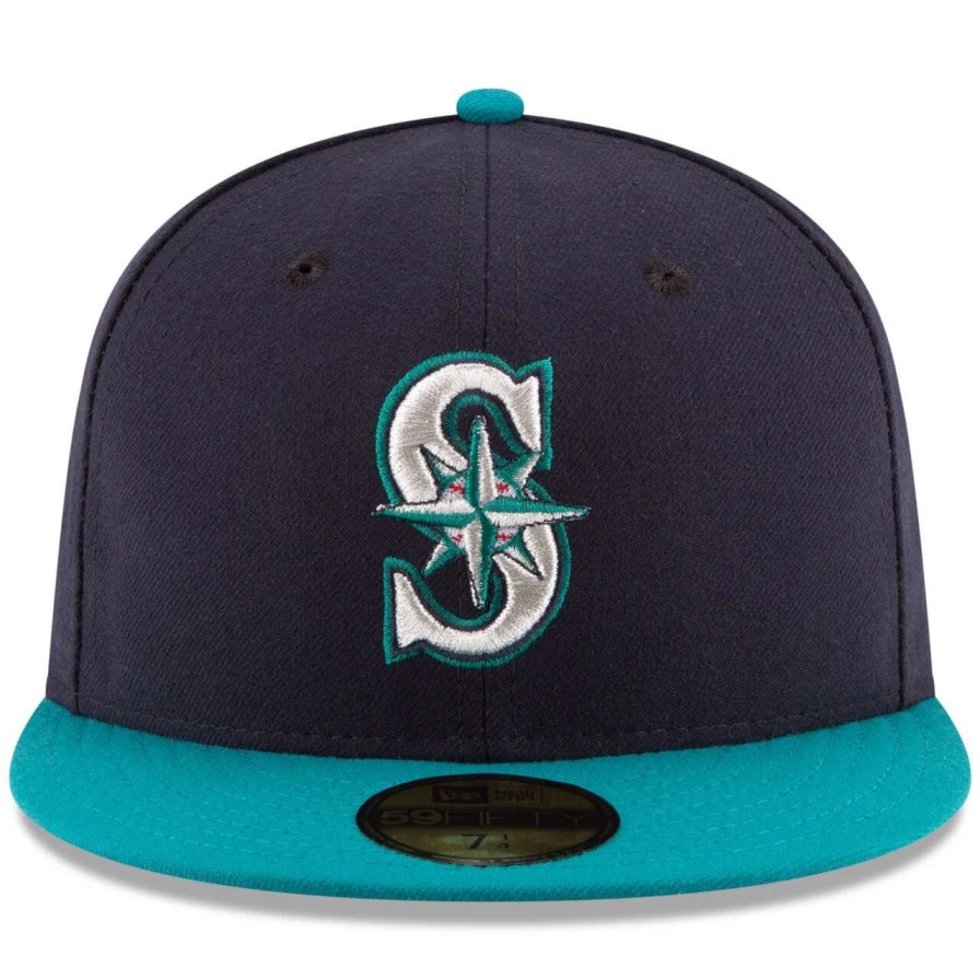 Team * | Men'S Seattle Mariners New Era Navy/Aqua Alternate Authentic Collection On Field 59Fifty Fitted Hat