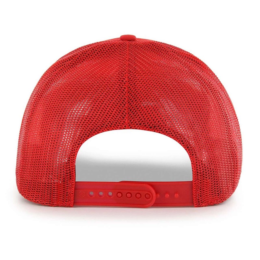 Team * | Men'S Los Angeles Angels '47 Red Ridgeline Tonal Patch Trucker Adjustable Hat