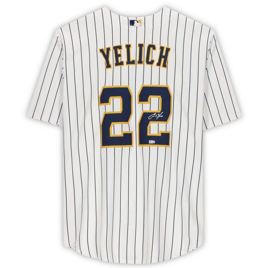 Collectibles & Memorabilia * | Autographed Milwaukee Brewers Christian Yelich Fanatics Authentic White Nike Replica Jersey