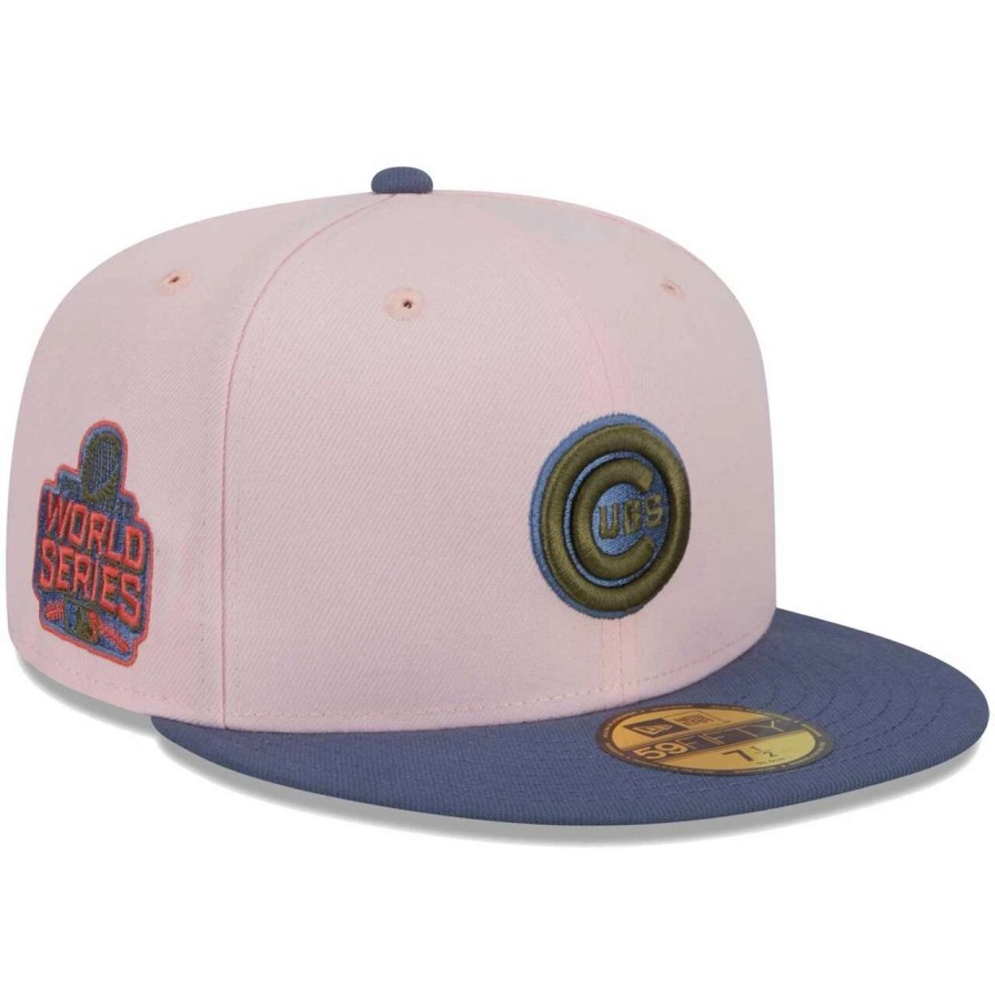 Team * | Men'S Chicago Cubs New Era Pink/Blue Olive Undervisor 59Fifty Fitted Hat