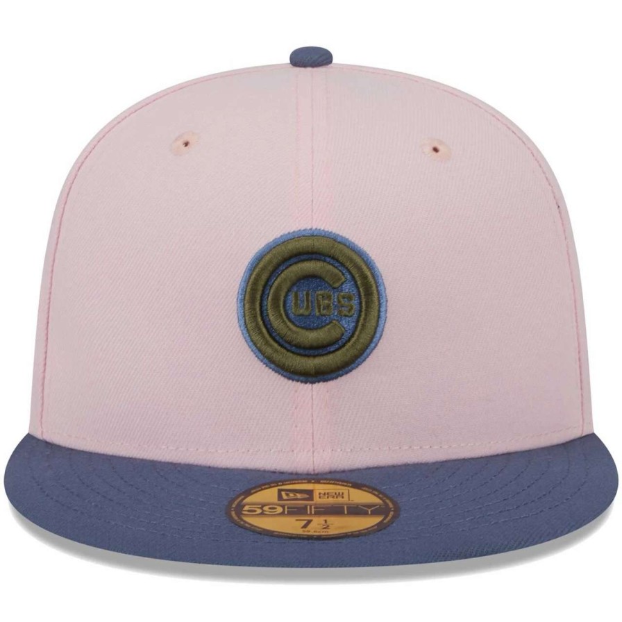 Team * | Men'S Chicago Cubs New Era Pink/Blue Olive Undervisor 59Fifty Fitted Hat