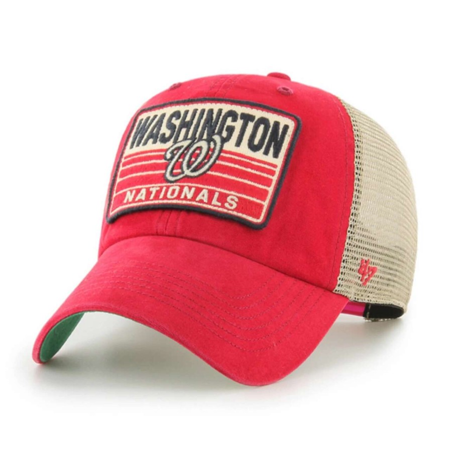 Team * | Men'S Washington Nationals '47 Red Four Stroke Clean Up Trucker Snapback Hat