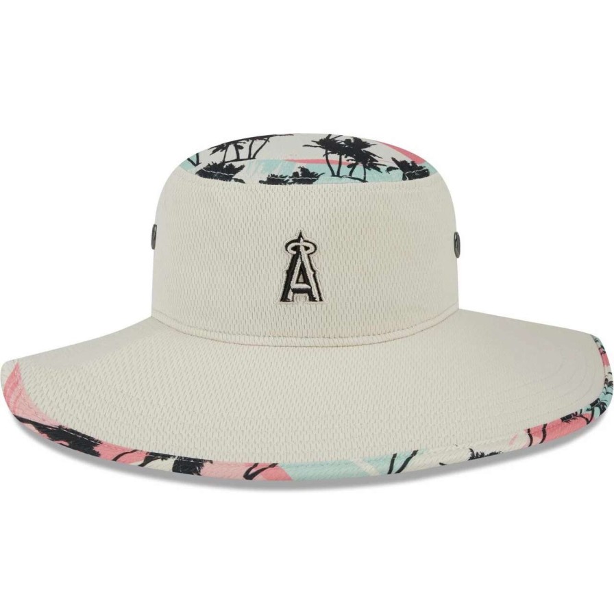 Team * | Men'S Los Angeles Angels New Era Natural Retro Beachin' Bucket Hat