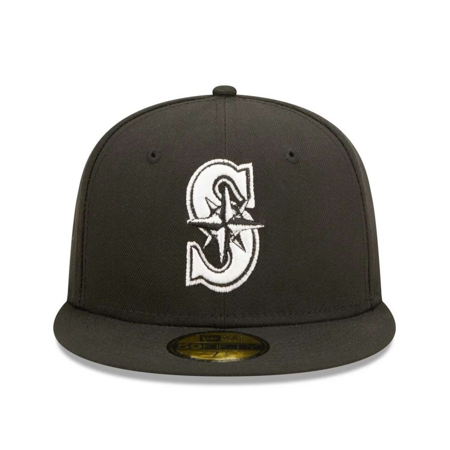 Team * | Men'S Seattle Mariners New Era Black Team Logo 59Fifty Fitted Hat