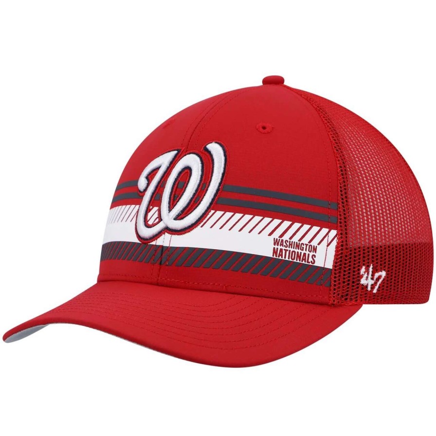 Team * | Men'S Washington Nationals '47 Red Cumberland Trucker Snapback Hat