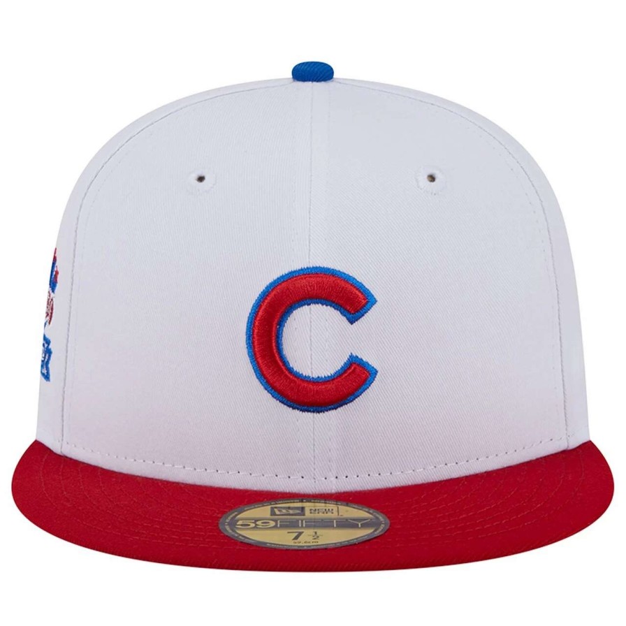 Team * | Men'S Chicago Cubs New Era White/Red Undervisor 59Fifty Fitted Hat