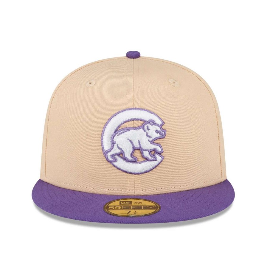 Team * | Men'S Chicago Cubs New Era Peach/Purple Wrigley Field Side Patch 59Fifty Fitted Hat