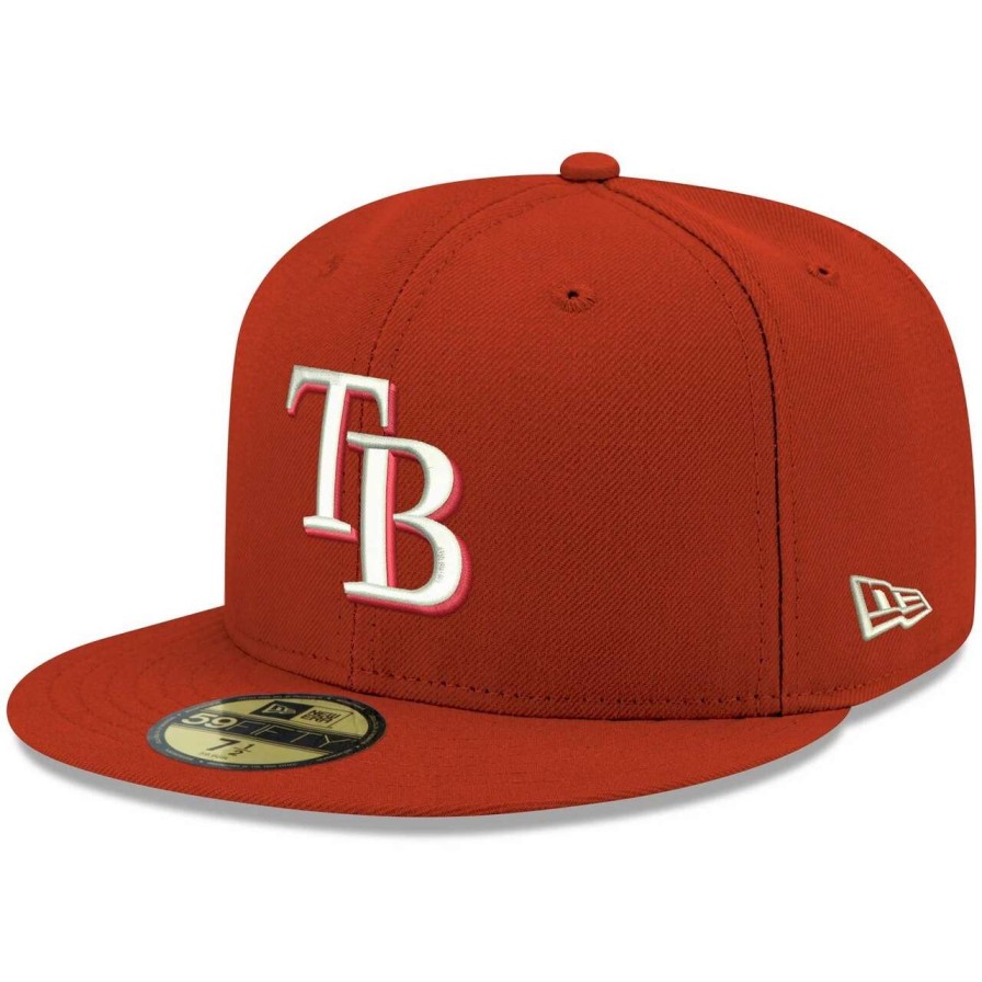 Team * | Men'S Tampa Bay Rays New Era Red White Logo 59Fifty Fitted Hat