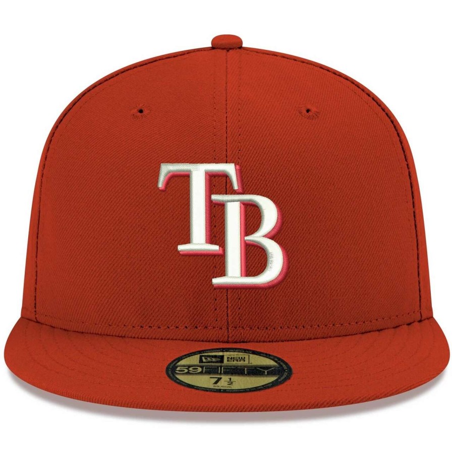 Team * | Men'S Tampa Bay Rays New Era Red White Logo 59Fifty Fitted Hat