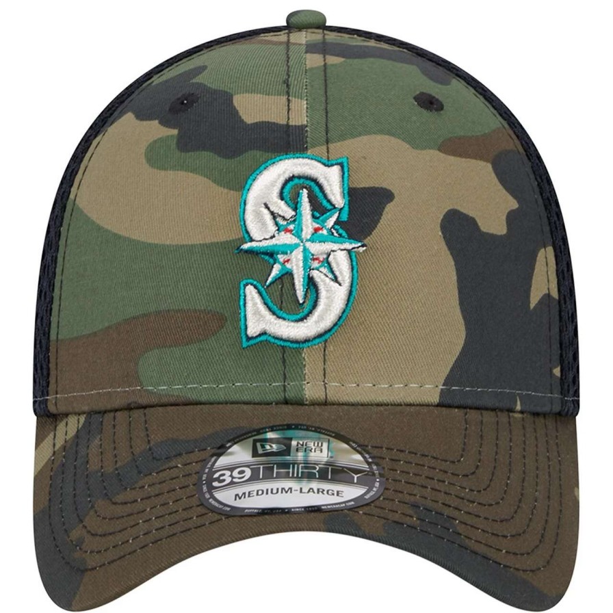 Team * | Men'S Seattle Mariners New Era Camo Team Neo 39Thirty Flex Hat