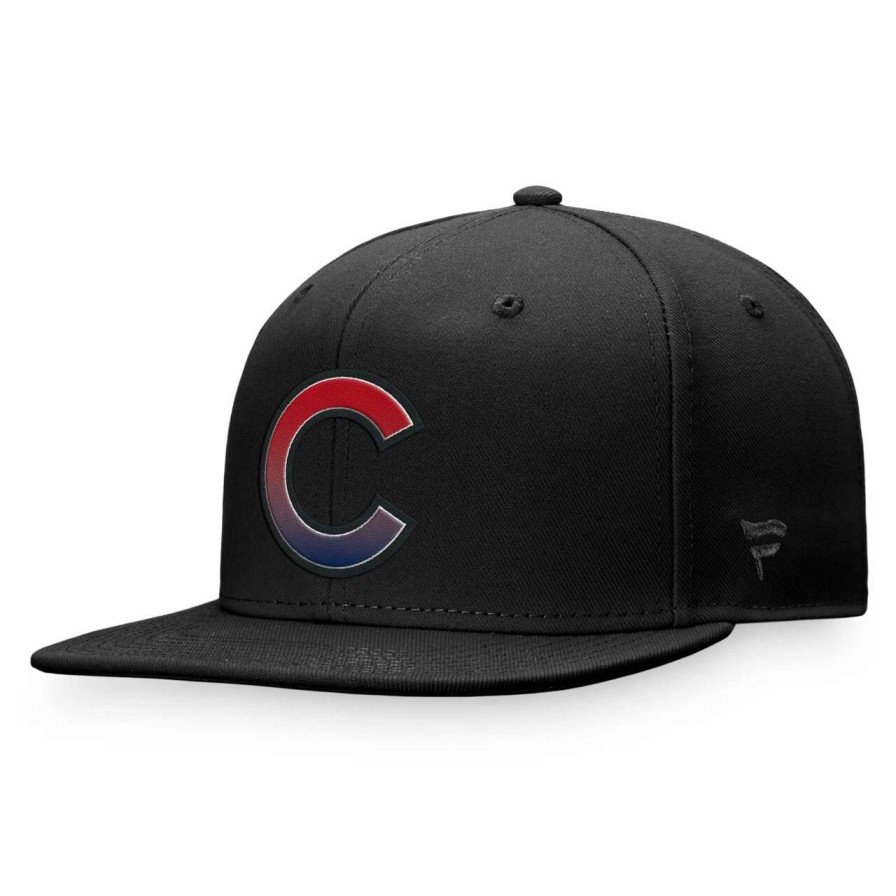 Team * | Men'S Chicago Cubs Majestic Black Color Fade Snapback Hat